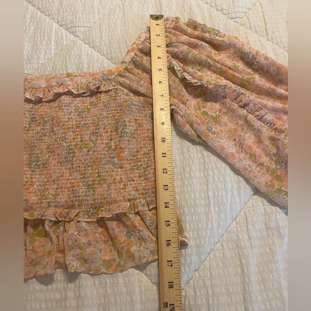 Boho Peasant Floral Crop Top; Size: M - Picture 3 of 9